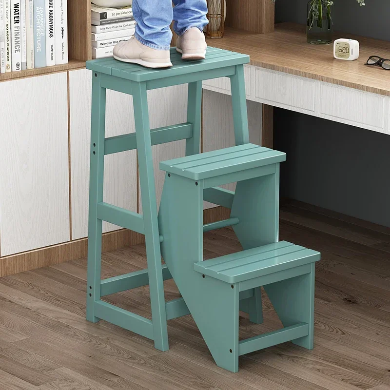 Household Solid Wood Ladder Chair Ladder Chair Folding Dual-use Ladder Stool Indoor Climbing Pedal Stair Multi-function image 3