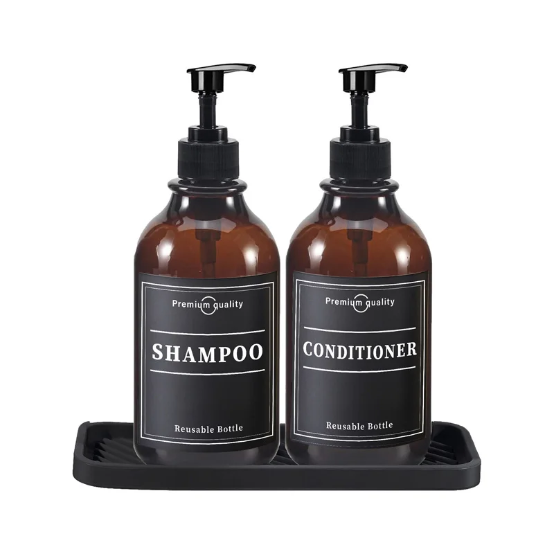 

500ml Soap Dispenser with 6 Labels Refillable Pump Bottle Bathroom Shampoo Hand Sanatizer Lotion Container Kitchen Accessories