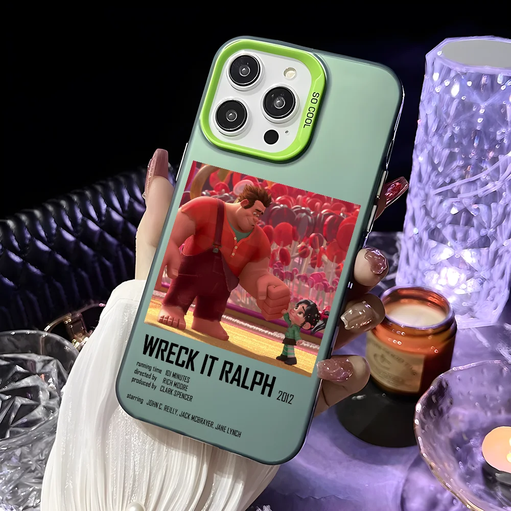 Wreck-It Ralph 2 Anime Movies Phone Case For IPhone 16 15 14 13 12 11 Pro Max Pink Green Matte Laser Metallic Aurora Funda