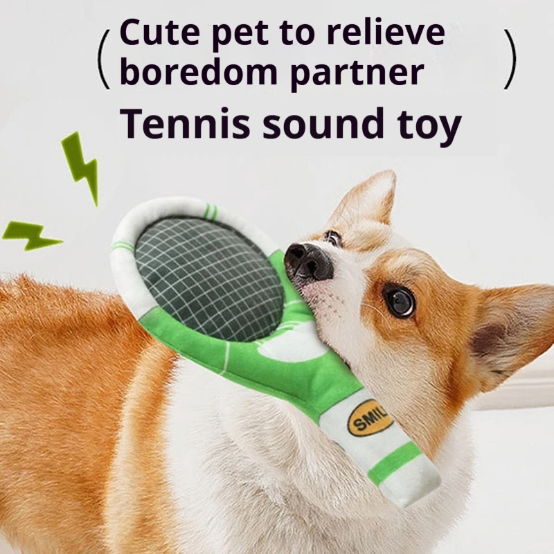 Dog Toys Set Tennis Sports Rattle Paper Sound Racket Teddy Teething Companion Pet Supplies