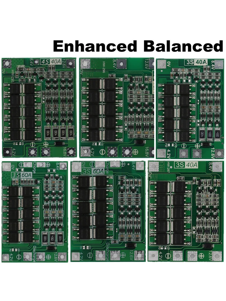 3S 4S 40A 60A Li-ion Lithium Battery Charger Protection Board 18650 BMS For Drill Motor 11.1V 12.6V/14.8V 16.8V Enhance Balance