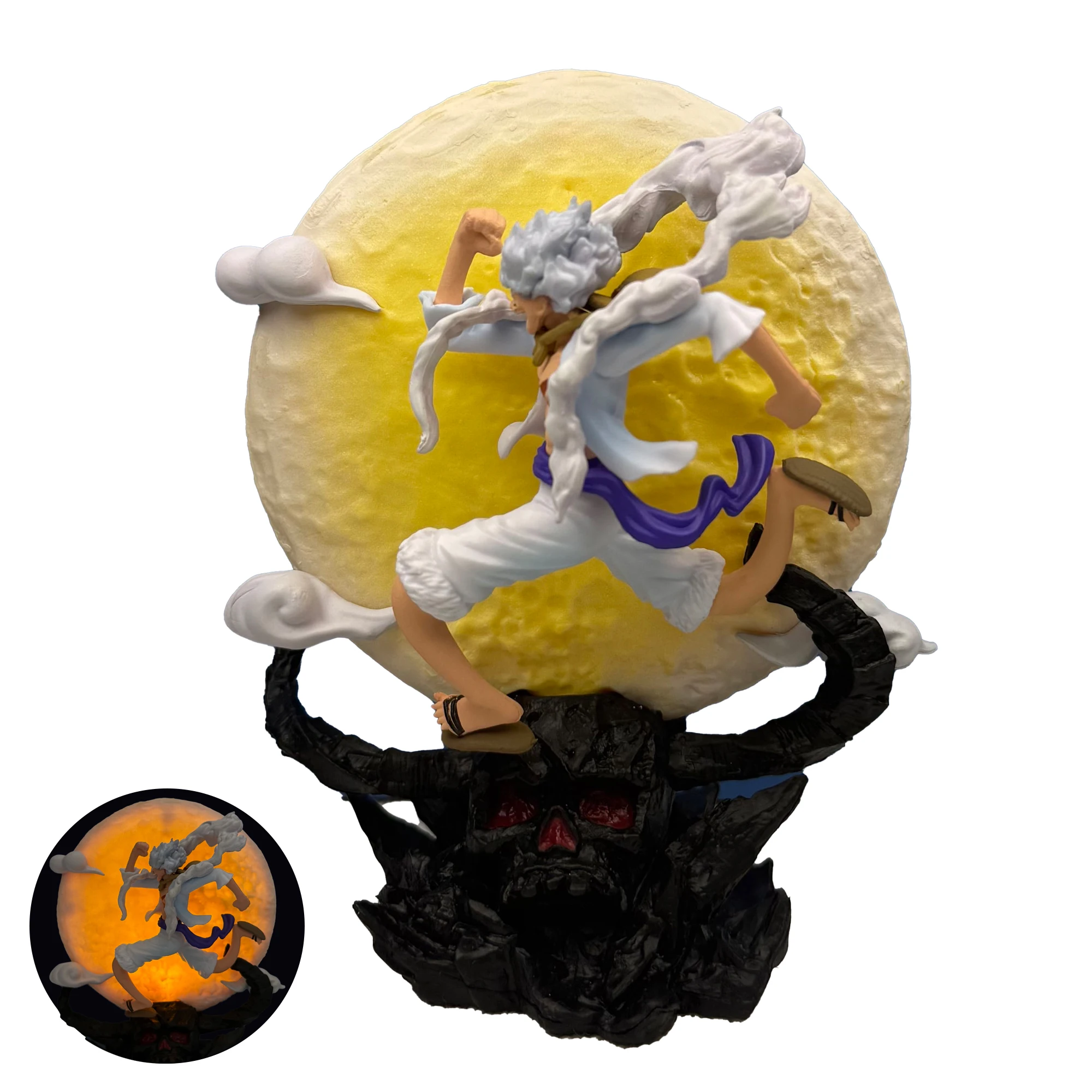 Bandai 12cm One Piece Anime Figur Mondfee Nika Monkey D. Luffy Gear 5 Mit Mondlicht Actionfigur Statue Modell Sammlerstück Spielzeug 3