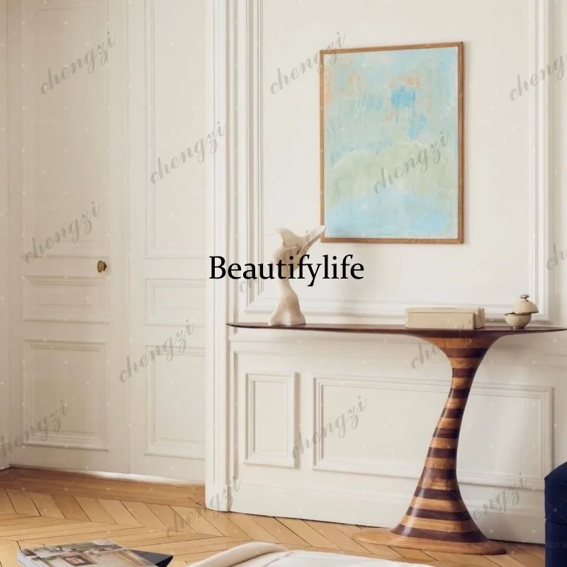 Modern light luxury Xuanguantai solid wood zebra pattern living room decorative table art ornament storage table
