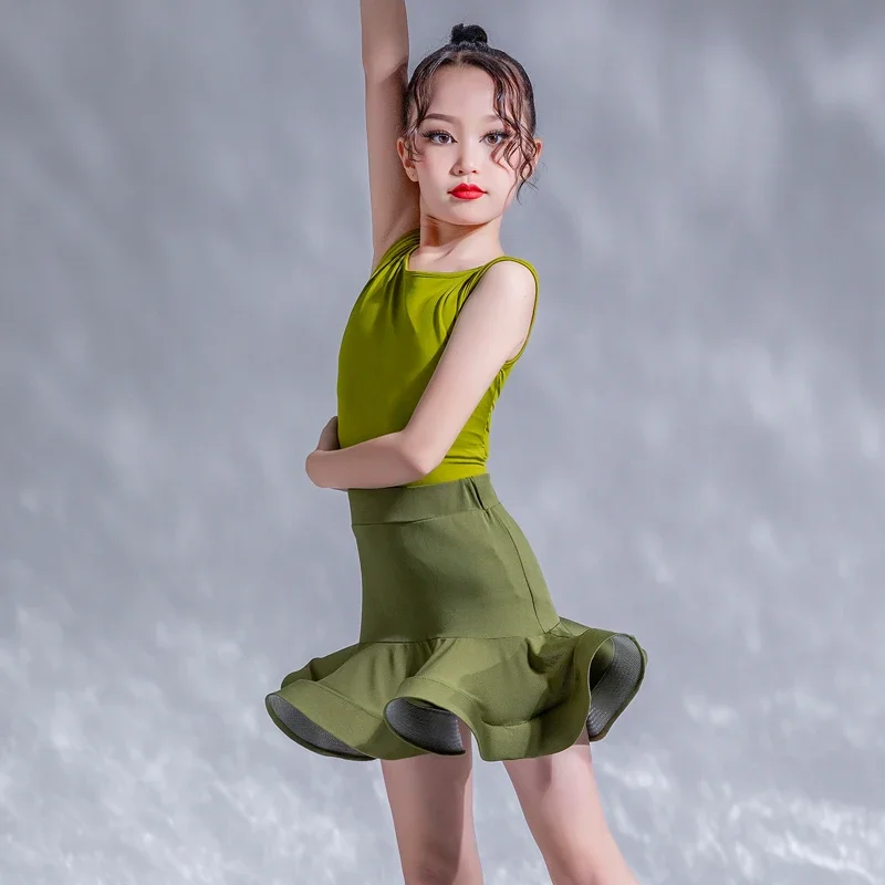 Robe de danse latine Cha Cha pour filles, vêtements de danse latine, costume de salsa de compétition pour enfants, robes de tango de salle de RhRégions ba pour enfants