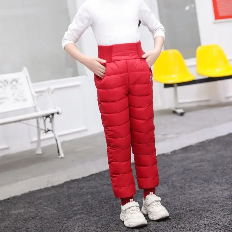 الشتاء الفتيان الفتيات أسفل السراويل المخملية أفخم رشاقته السراويل الدافئة الأطفال المراهقين طالب الاطفال في الهواء الطلق الرياضة التزلج معطف الثلج الملابس #4