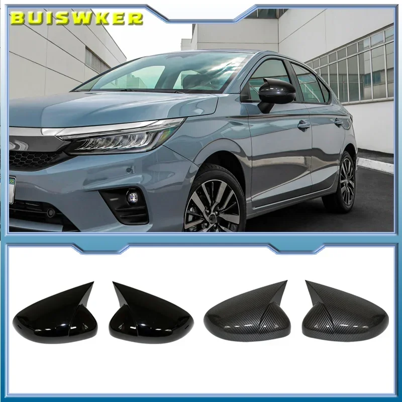 

Car Rearview mirror cover trim ABS Chrome black carbon fibre Side Mirror Covers Decoration Accessories For Honda CITY 2020-2023