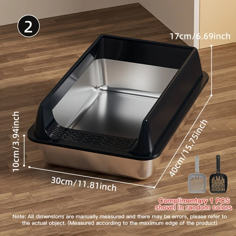 NONE Katzentoilette aus Edelstahl, halbgeschlossenes, spritzwassergeschütztes und auslaufsicheres Design, abnehmbarer Deckel, geeignet für große Katzen und mehr 8