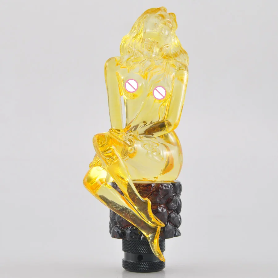 

Автомобильная палка, рычаг переключения передач, ручка переключения передач на заказ, Ravishing Crystalline Yellow Goddess Series, длинные волосы, женская сексуальная девушка, универсальная