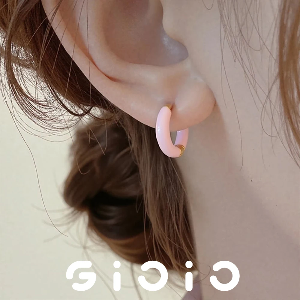

GIOIO Enamel Stainless Steel Hoop Earrings For Women Trendy Fashion Earrings Piercing Jewelry Prevent Allergy Earring Gift