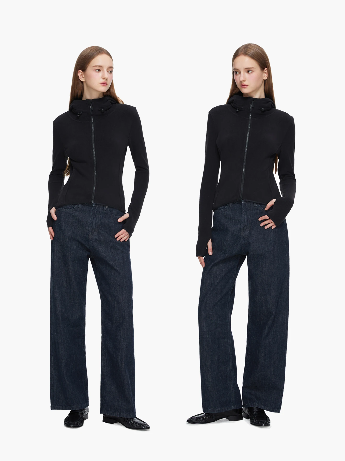 MYEAOMENT Women's Fleece Lined Slim Fit Hoodie Jacket Thickened Warm Cycling Coat Short Style Zipper Closure Long Sleeve Sporty