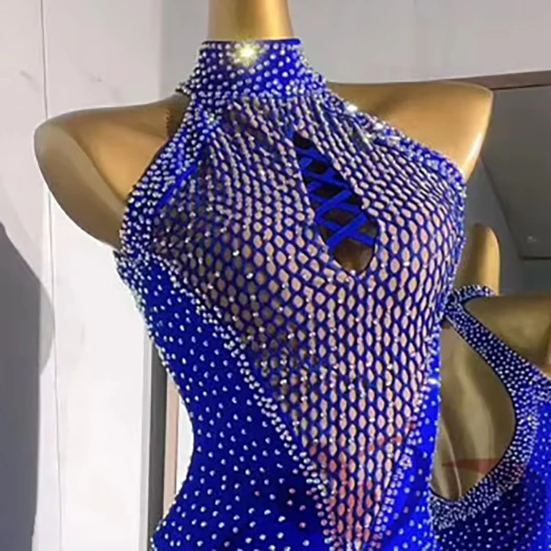 

Платье для латинских танцев, высококачественная тонкая большая юбка по индивидуальному заказу с бриллиантами, танго, женская профессиональная одежда для сцены для взрослых