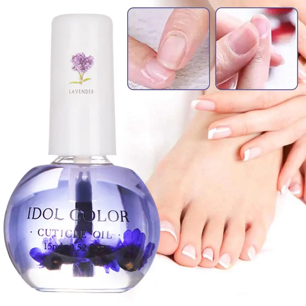 Óleo de cutícula de unhas com flor seca para mulheres, óleo nutricional, amolecimento Revitalizador de cutículas, esmalte, óleo nutricional, O0D9, 15ml