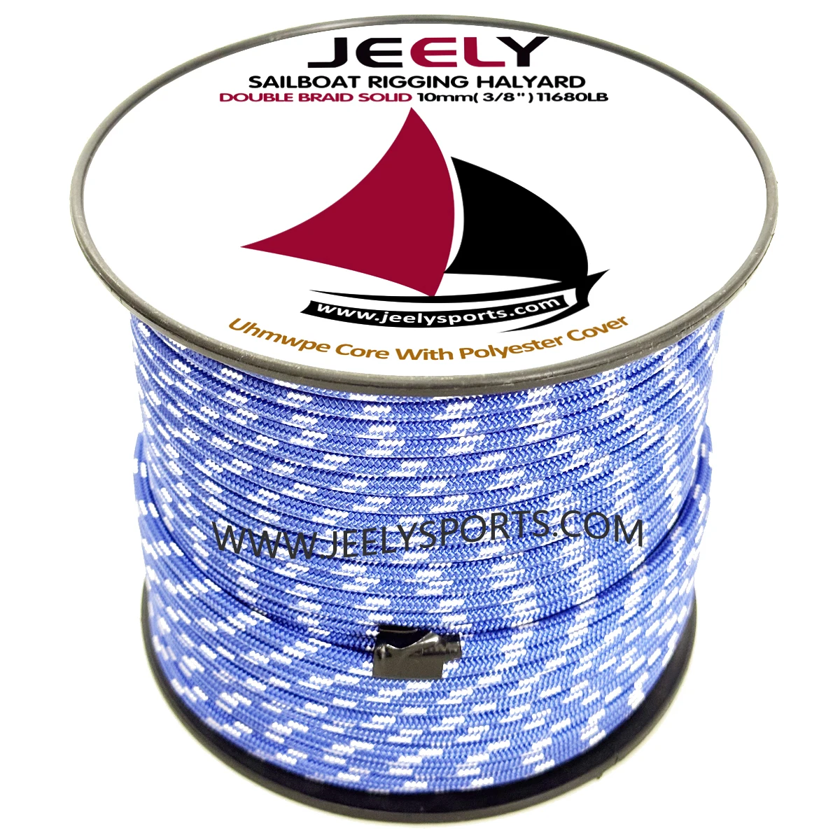 10mm 100m Marine Vessel Boat Yacht Sailboat Rope UHMWPE Core with Polyester Jacket Double Braid Rigging Halyard Line