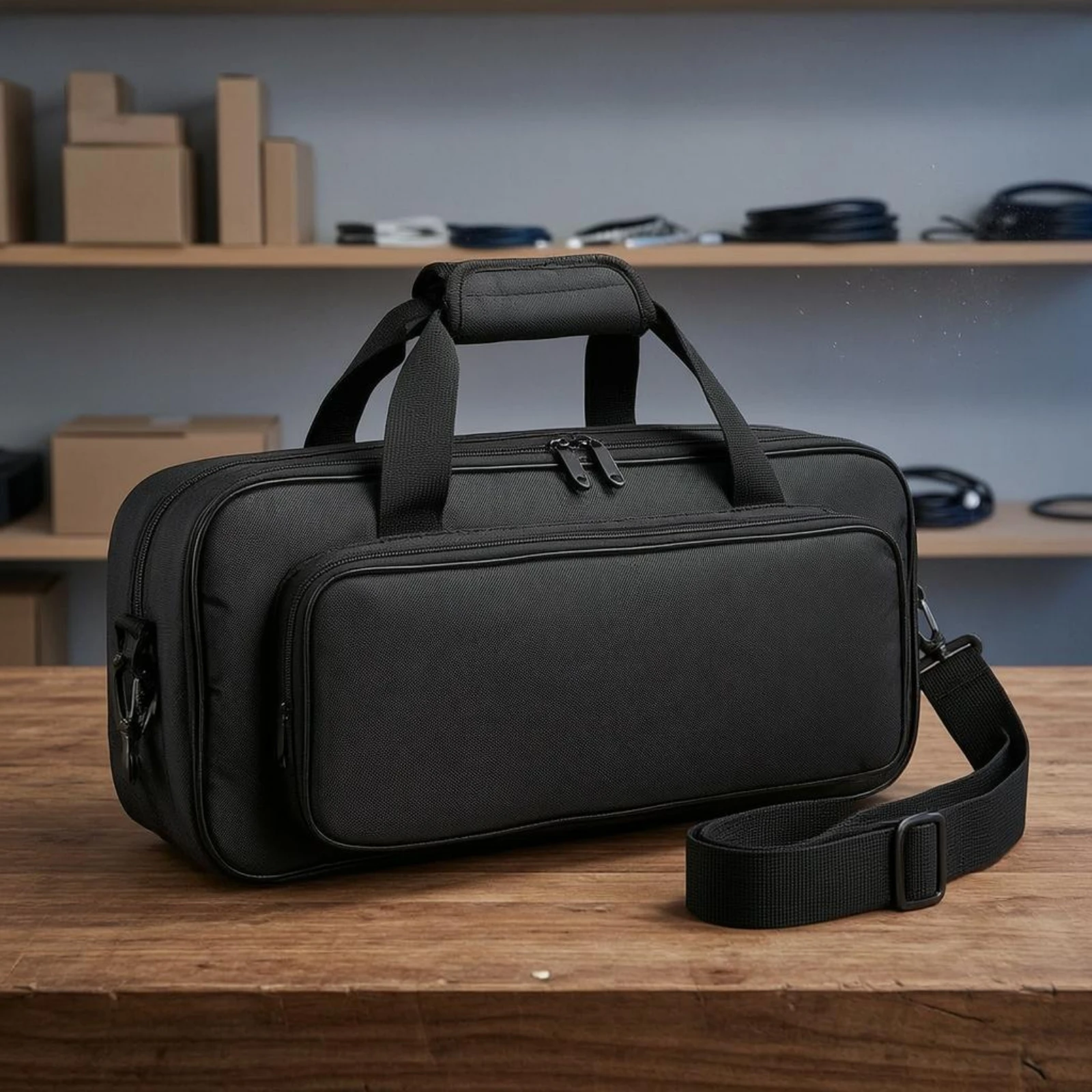 Effects Pedal Carrying Case Thickened Guitar Effects Pedal Bag Shoulder Strap Gear Bag Zippered Pocket for Musicians