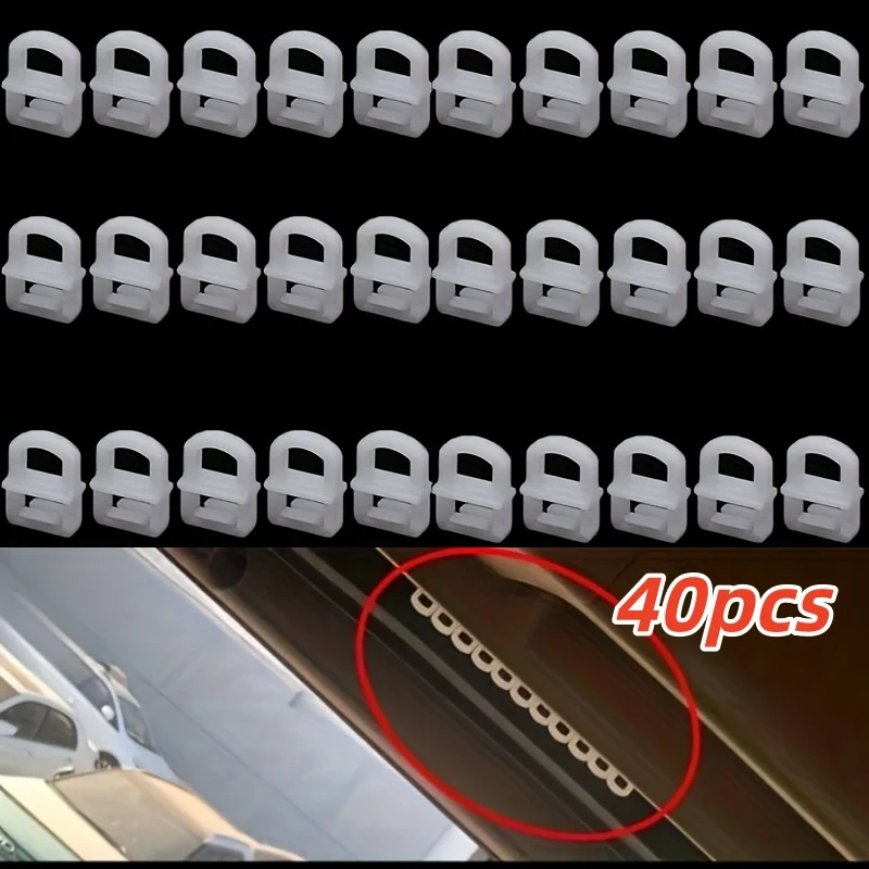 40 قطعة مشبك الستار سيارة البلاستيك معلقة حلقة هوك المسار انزلاق الكرة تشغيل بكرة بلاستيكية قافلة السحابات مقاطع خواتم برشام #2