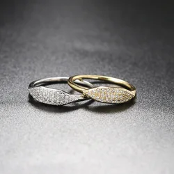 Minimalist Women's Stacking Rings Trendy Dainty Zirconia Gold Color Crystal Finger Accessories for Female Jewelry Wholesale R737