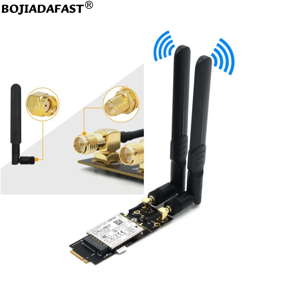 NGFF M.2 B-Key to Key-B Wireless Adapter 1 NANO SIM Card Slot With 2 Antennas For 5G 4G LTE WWAN Modem Module