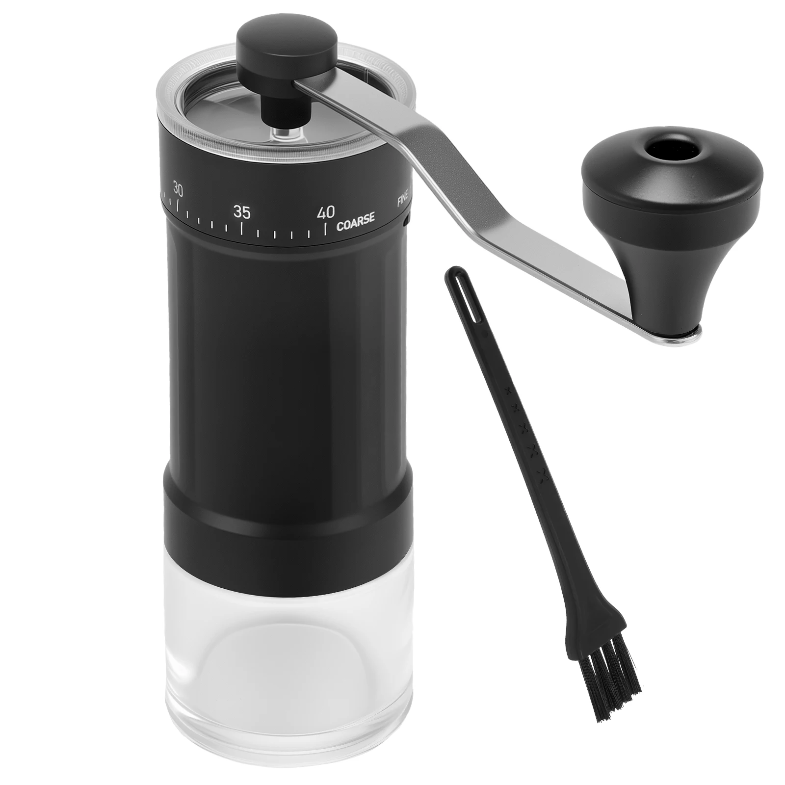 

Hand Crank Coffee Grinder Adjustable Coarseness Stainless Steel Manual Coffee Bean Mill with Removable Handle and Cleaning Brush