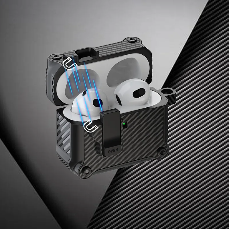 Protector para Airpods 4 2024, funda para auriculares inalámbricos con Bluetooth, interruptor a presión automático, carcasa de bloqueo seguro para nueva funda Airpods 4 ANC