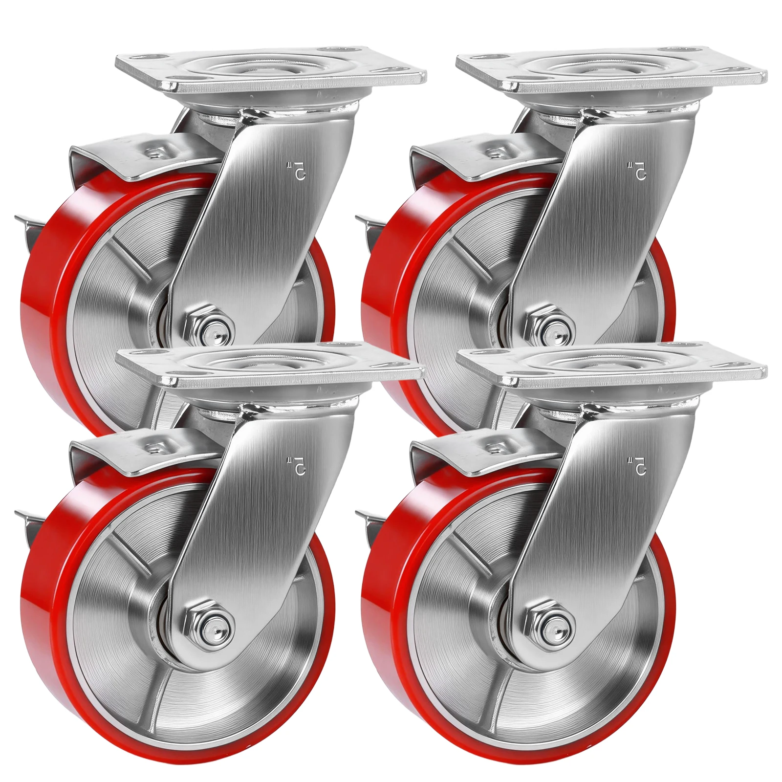 

Set of 4 Industrial Caster Wheels Total Capacity 4000 Lbs Workbench Casters with Brake for Shelving Gantry Crane Platform Truck