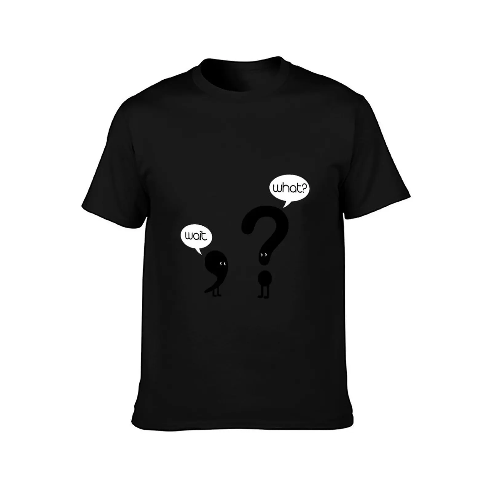 English punctuations - Question mark and Comma dialogue minimal artwork T-Shirt Large Size Soft Cotton T-Shirt