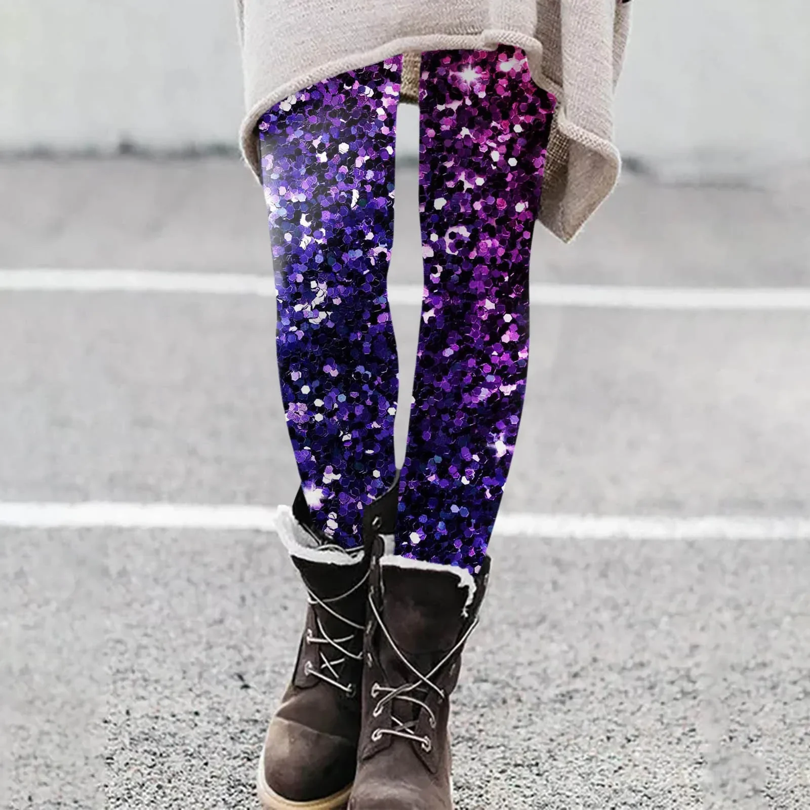 Legginsy damskie Star Universe Shines Galaxy fioletowe spodnie z nadrukiem 3D damskie spodnie z wysokim stanem spodnie Fitness moda najlepsza sprzedaż