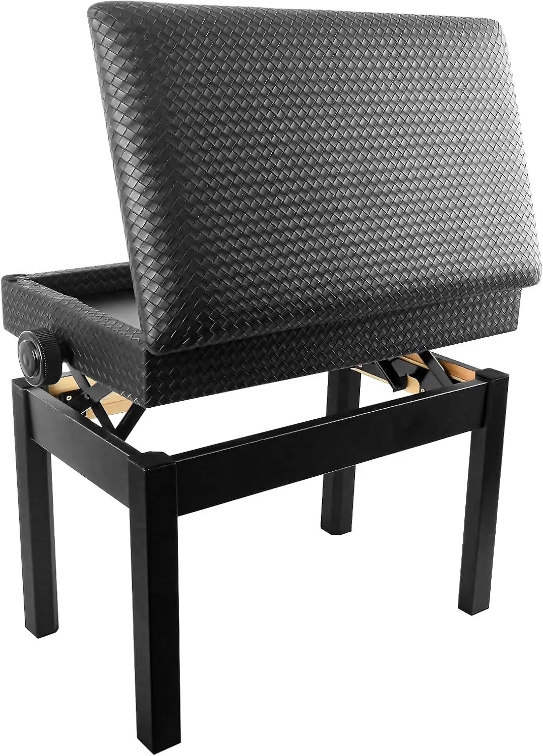 Adjustable Piano Bench With Hidden Storage, Padded Keyboard Stool Seat With Soft Cushion And Wooden Legs, Modern Music Room Makeup Vanity Chair Organizer, Black