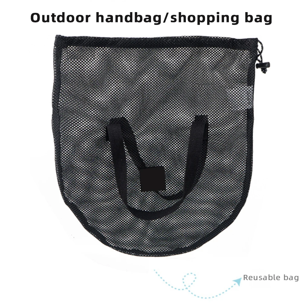 Multifunctional Mesh Drawstring Pockets Portable Picnic Cookware Storage Bag Outdoor BBQ Accessories