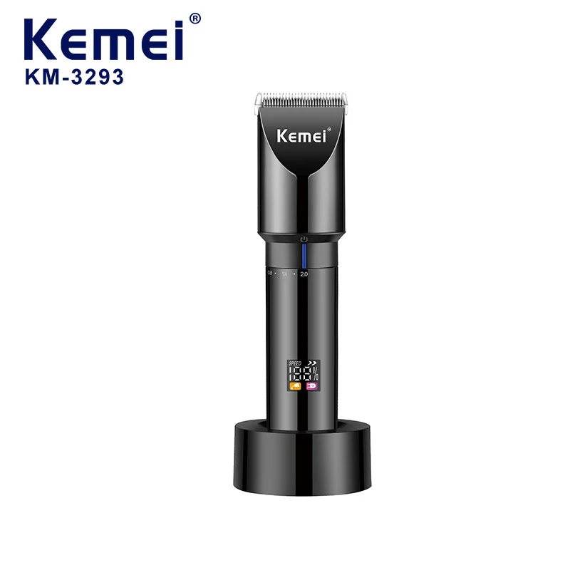 

Kemei km-3293 rechargeable electric hair trimmer titanium blade ceramic hair salon men's hair trimmer barber display lcd