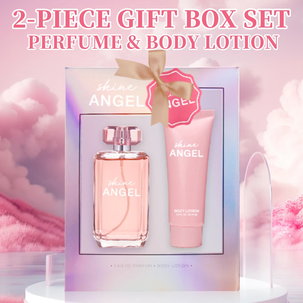 Eau de Parfum Spray and Body Lotion Gift Set Women's Fragrance Sets 3.4 Oz EDP Spray 2.8 Oz Body Cream Shine Angel 2 Pcs Gifts