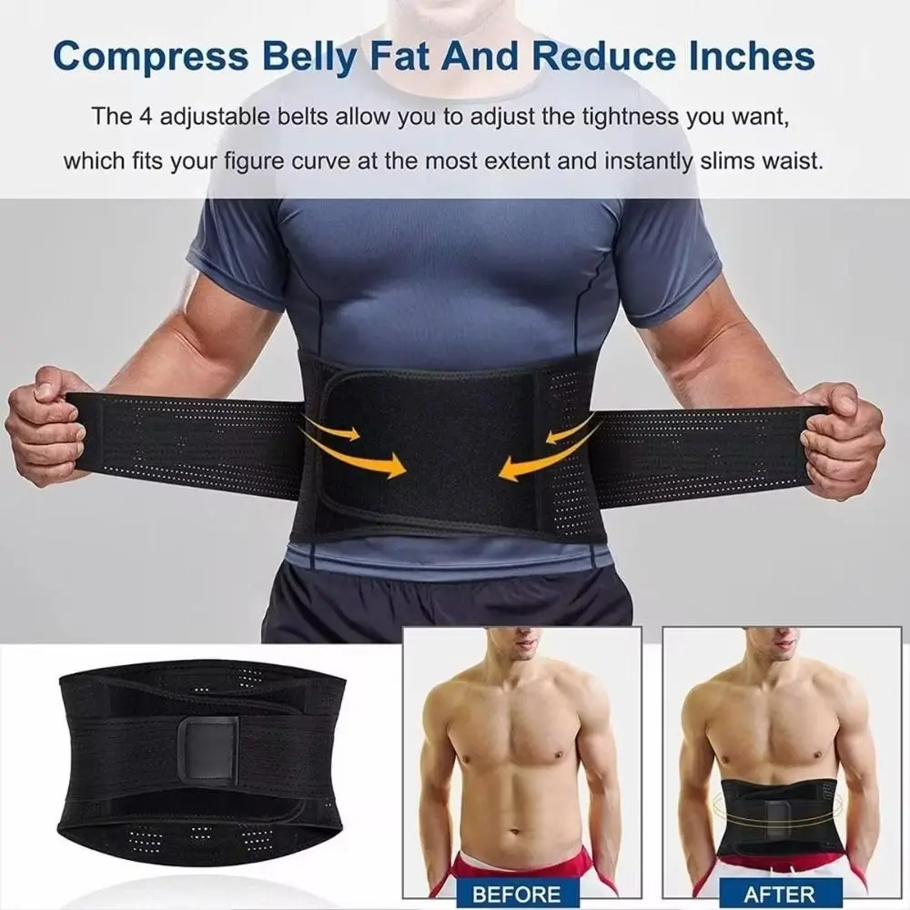 New Neoprene Waist Support Belt S M L Black Training Belt Stainless Steel Support Adjustable Fitness Lifting Unisex