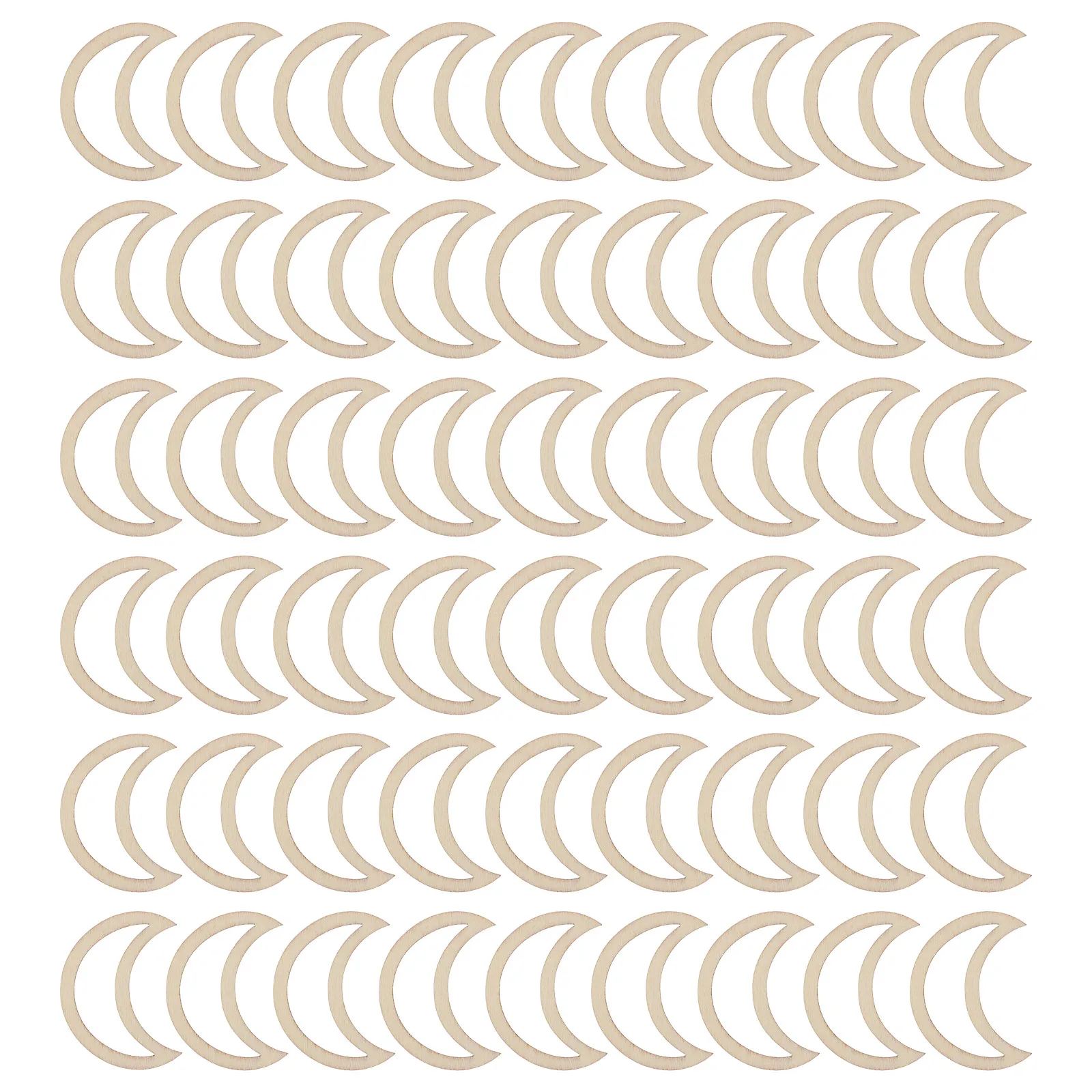 

100pcs Moon Shaped Wood Cutouts Hollow Unfinished Wooden Slices DIY Craft Decor Hanging Ornaments for Home Holiday Decoration