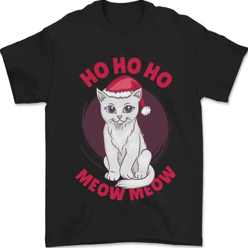 Ho Lustige Weihnachten Katze Weihnachten Meow Herren 100% Baumwolle T shirt