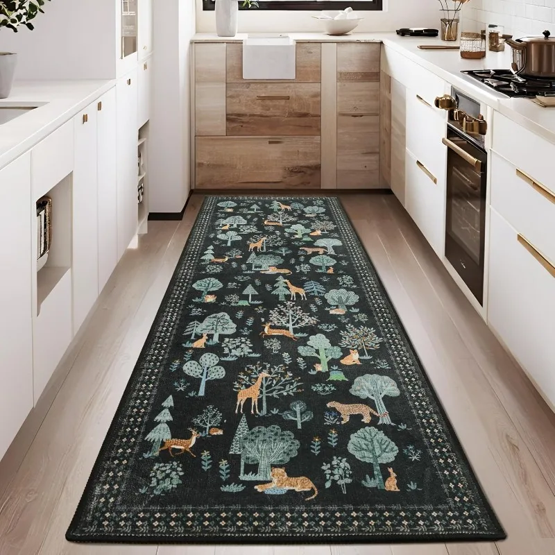 

Коврик для бега в скандинавском стиле в стиле ретро, модный легкий роскошный ковер с животными в джунглях, прикроватный ковер, коврики для дивана, которую можно стирать в машине, Tapis Alfombra