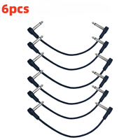 Miwayer 6Pcs Anti-Noise Electric Guitar Pedal Audio Cable 1/4 In Right Angle TS Mono Cords Flat Cable Connectors Audio Cable