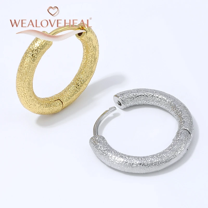 1 Paar 18K vergoldete Messing-Creolen mit matter Textur für Damen, 19,5x19mm, klobige Ohrringe für den täglichen Gebrauch, Partys oder als Geschenk – Detail 18