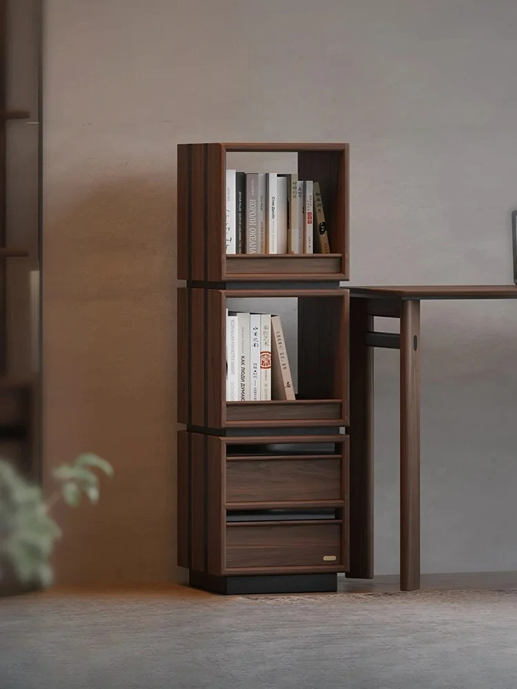 

Nordic Retro Solid Wood Rotating Bookshelf Italian Minimalist Floor Bookcase Living Room Display Magazine Rack