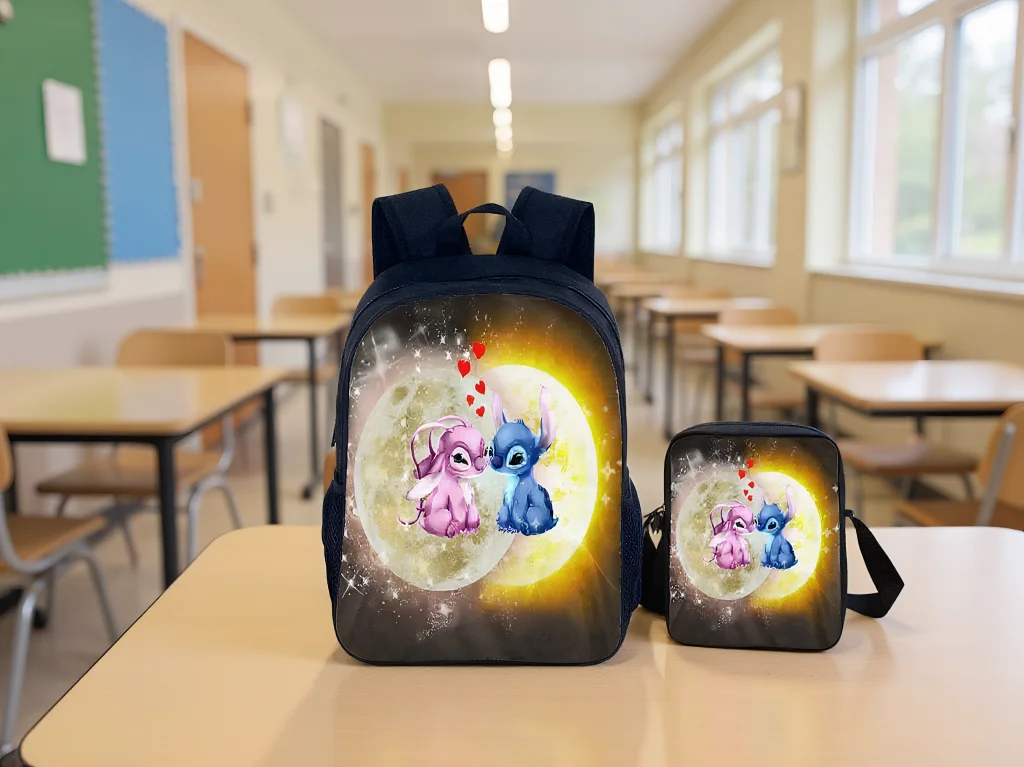 

Модный детский рюкзак унисекс, комплект из 2 предметов, школьный рюкзак и холщовая боковая сумка с героями мультфильмов для девочек