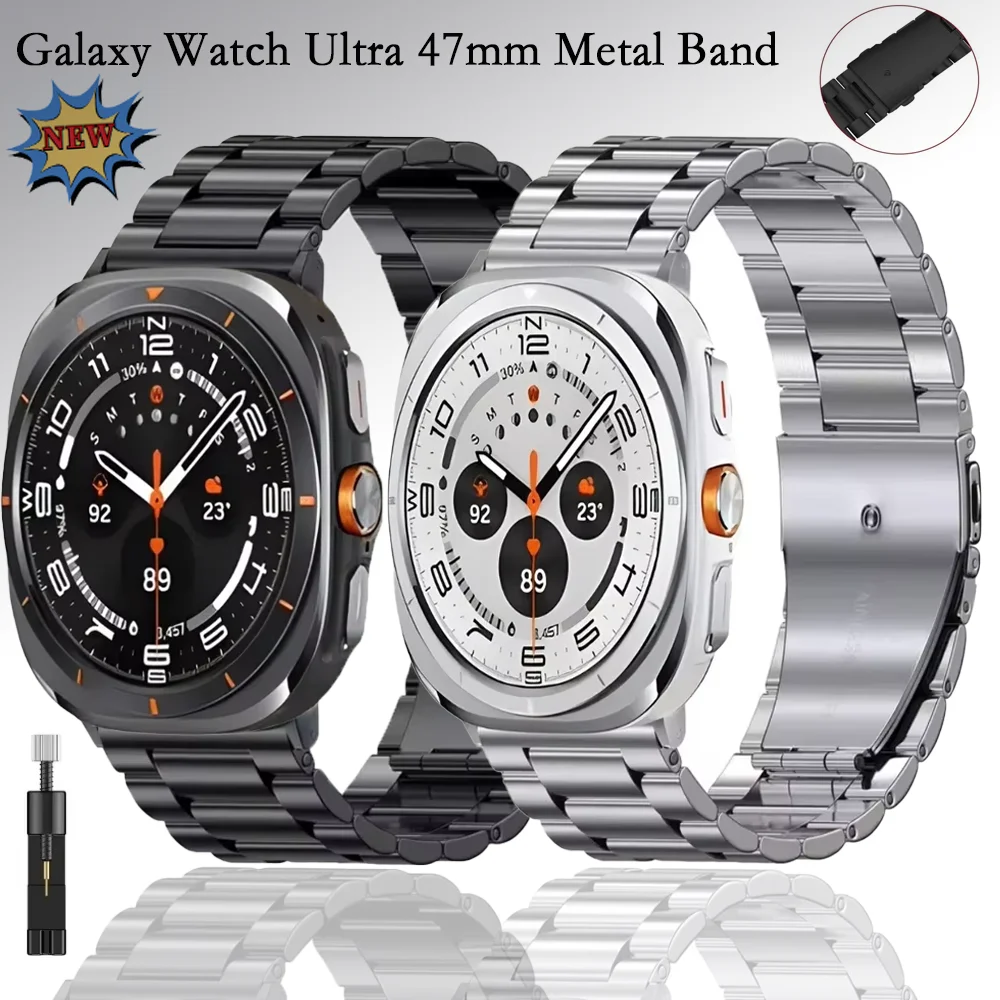 Ремешок из нержавеющей стали для Samsung Galaxy Watch Ultra 2025 47 мм, металлический ремешок, браслет Samsung Watch 8 7 Ultra Correa, аксессуары