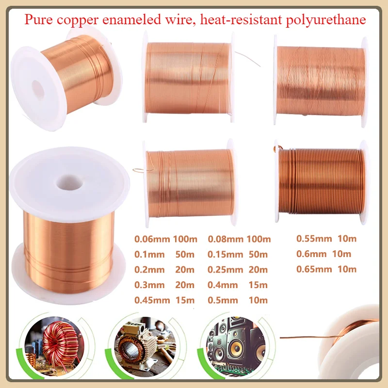 1-3 rolls of 0.04mm-1.3mm cable copper wire magnetic wire enameled copper winding wire coil