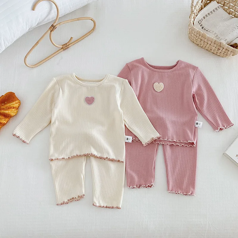 Korean Style Kids Pajama Set Cute Girls 2 Piece Sleepwear Warm Long Sleeve Autumn Winter Homewear Cozy Loungewear Outfit