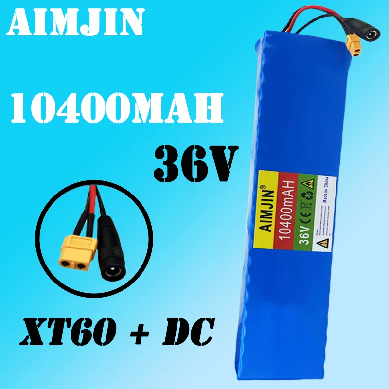 2024 New 10S4P 36V 10400mAh Electric Scooter Lithium-ion Battery 18650 Rechargeable Battery Pack Built-in BMS