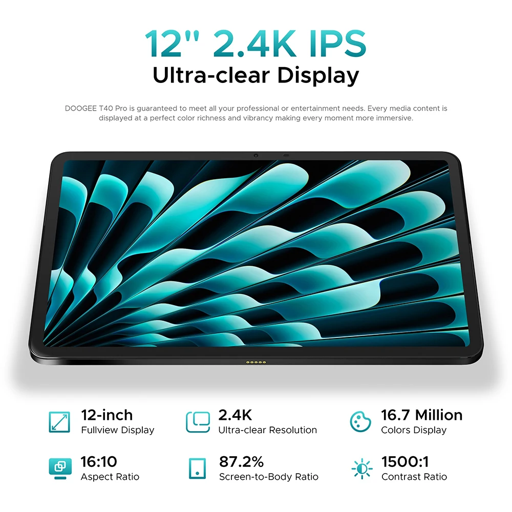 Global Version DOOGEE T40 Pro 2 in 1 Tablet PC Android 14 12" IPS 2.4K 20GB(8+12) 512GB Helio G99 6nm 10800mAh 7.6mm ultra-thin