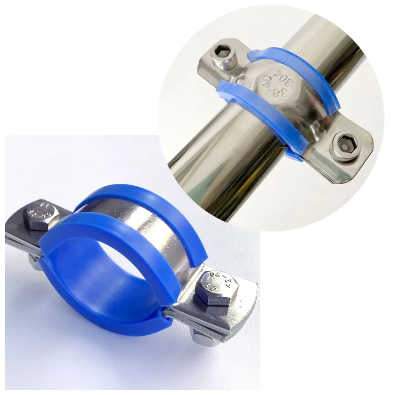 1Pcs Pipe Hanger Bracket Clamp 304 Stainless Steel Round Hose Clamp Nut Hoop With Blue Case M12-M108