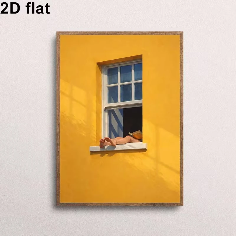 Modern Relaxing Summer Reading By Window With Yellow Wall Art Print Canvas Painting Poster Picture For Bedroom Home Decor image 2