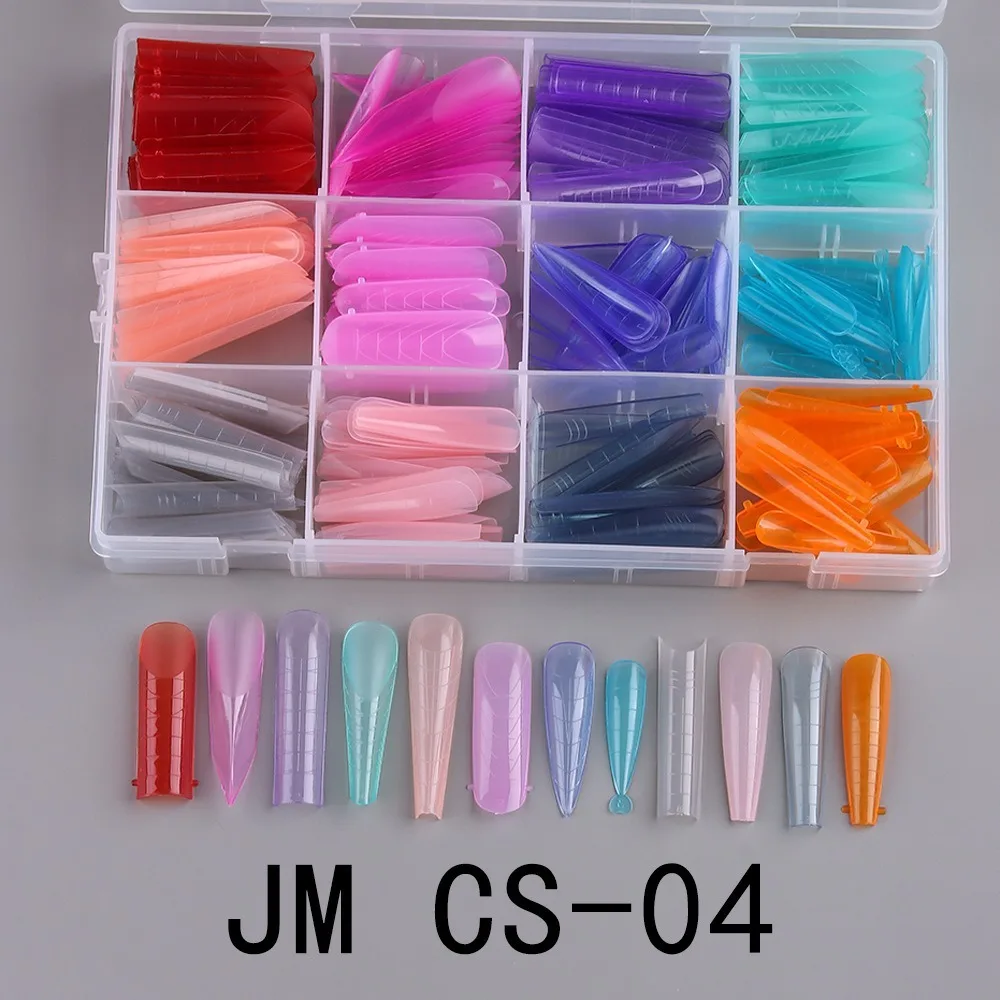 Set di forme doppie per unghie colorate Ins Set di forme per unghie complete in acrilico riutilizzabile Vari modelli di punte per unghie per donna