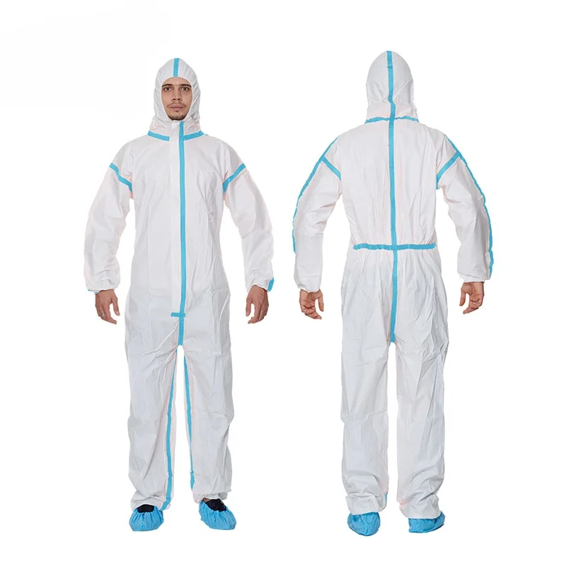 

PP+PE disposable protective tape isolation one-piece protective suit breathable film non-woven Brou protective suit