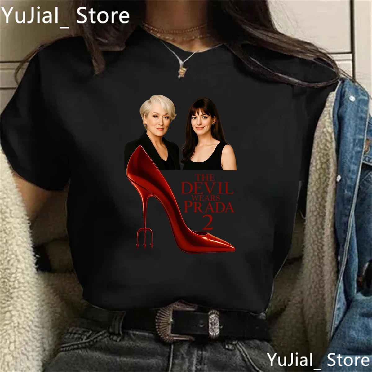 

Fashion The Devil Wears Prada 2 Graphic Printed T Shirt Girls Fashion Red High Heel T-Shirt Women Clothes 2026 Funny T-Shirt