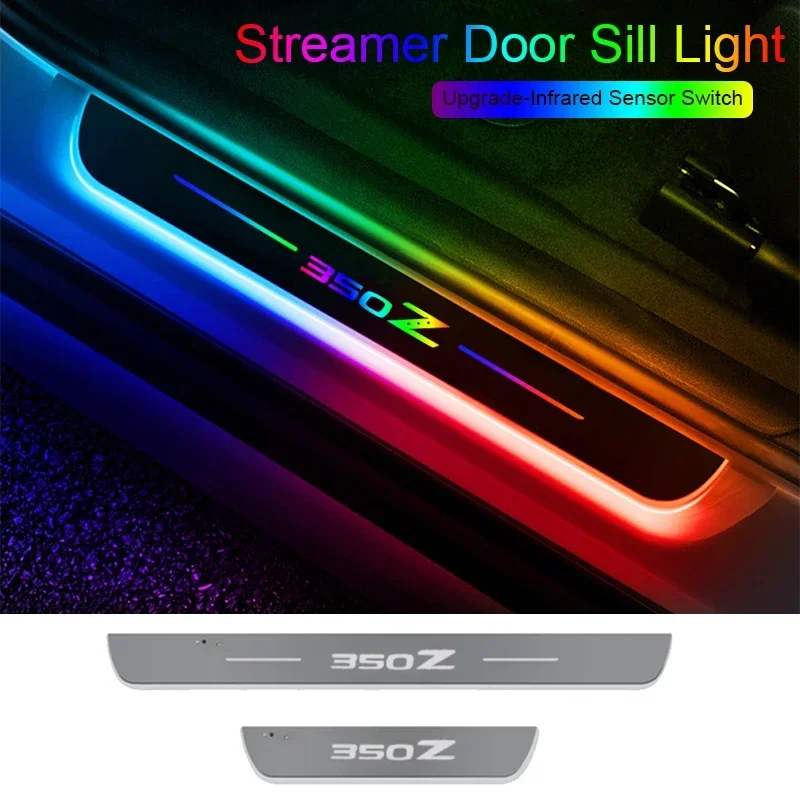 Car Acrylic LED Welcome Pedal Plate Lamp Front Rear Door Sill Pathway Streamer Light for Nissan 305Z Accessories