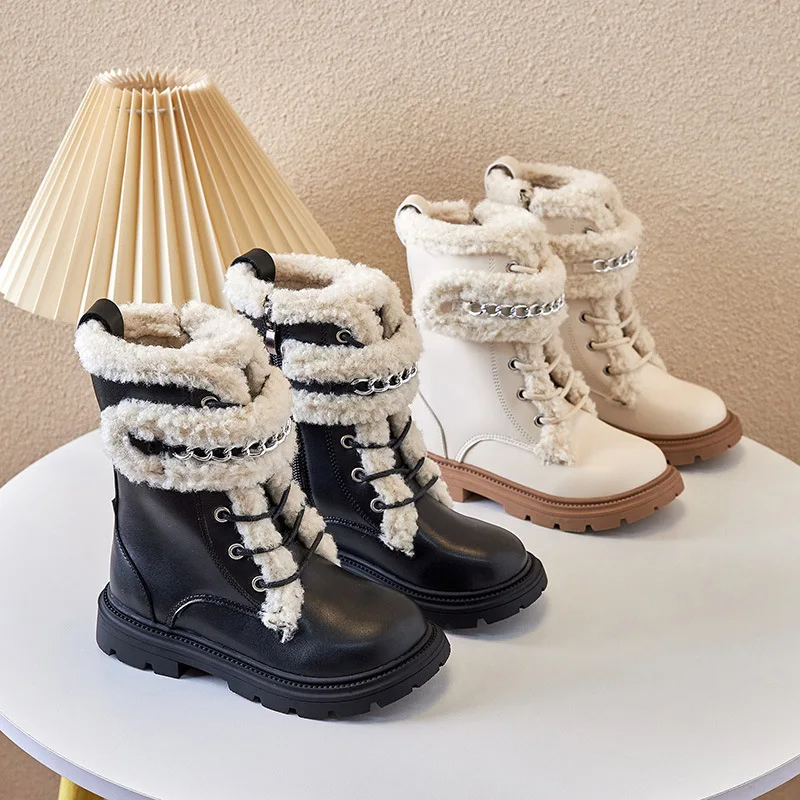 Children\'s Cotton Boots Autumn and Winter Kids Fashion Girls Snow Boots PU Elegant PU Soft Warm Boys Ankle Boots Platform